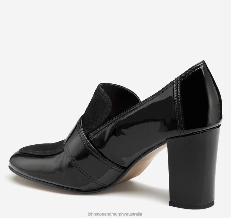 Shoes Black Patent Leather/Kid Suede XB6RX1255 Johnston & Murphy Women Charlotte Loafer - Image 2
