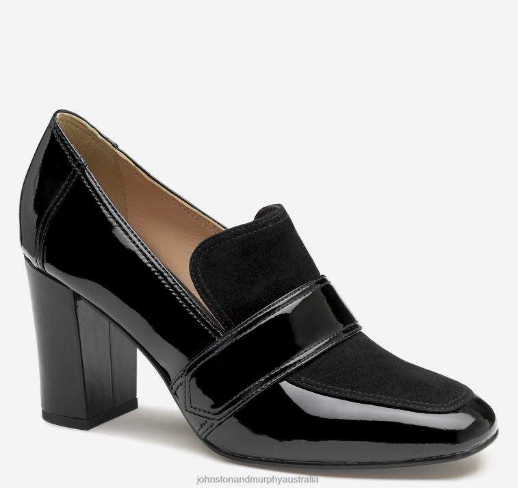 shoes_black_patent_leather_kid_suede_xb6rx1255_johnston_murphy_women_charlotte_loafer.jpg Shoes Black Patent Leather/Kid Suede XB6RX1255 Johnston & Murphy Women Charlotte Loafer - Image 1