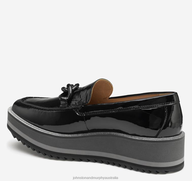 Shoes Black Patent Leather XB6RX1263 Johnston & Murphy Women Gracelyn Chain Loafer - Image 2