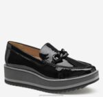 Shoes Black Patent Leather XB6RX1263 Johnston & Murphy Women Gracelyn Chain Loafer