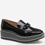 Shoes Black Patent Leather XB6RX1263 Johnston & Murphy Women Gracelyn Chain Loafer