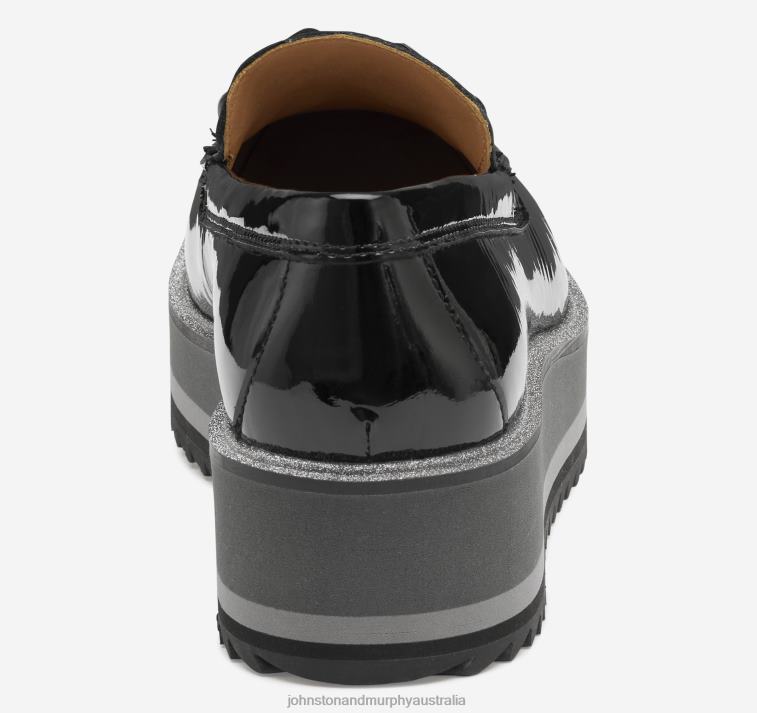 Shoes Black Patent Leather XB6RX1263 Johnston & Murphy Women Gracelyn Chain Loafer - Image 3