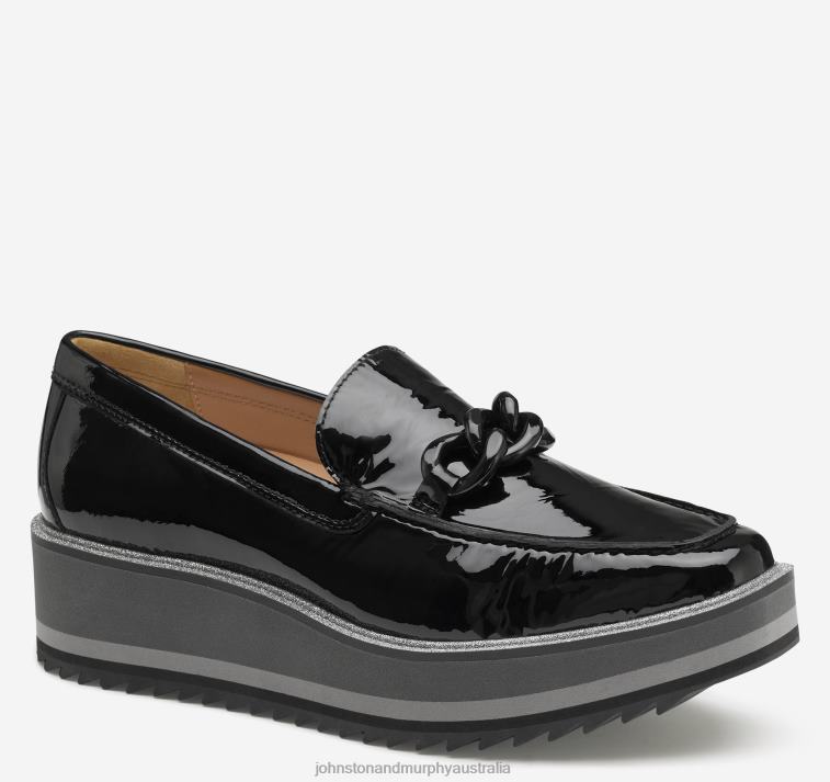 shoes_black_patent_leather_xb6rx1263_johnston_murphy_women_gracelyn_chain_loafer.jpg Shoes Black Patent Leather XB6RX1263 Johnston & Murphy Women Gracelyn Chain Loafer - Image 1