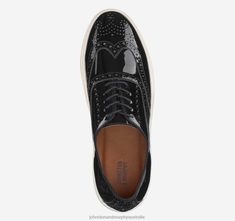Shoes Black Patent Leather XB6RX331 Johnston & Murphy Men Hollins Wingtip - Image 2