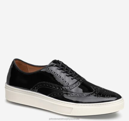Shoes Black Patent Leather XB6RX331 Johnston & Murphy Men Hollins Wingtip