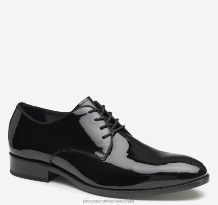 Shoes Black Patent XB6RX225 Johnston & Murphy Men Gavney Plain Toe
