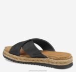 Shoes Black Washed Sheepskin XB6RX1196 Johnston & Murphy Women Michelle Cross-Strap Slide - Image 2
