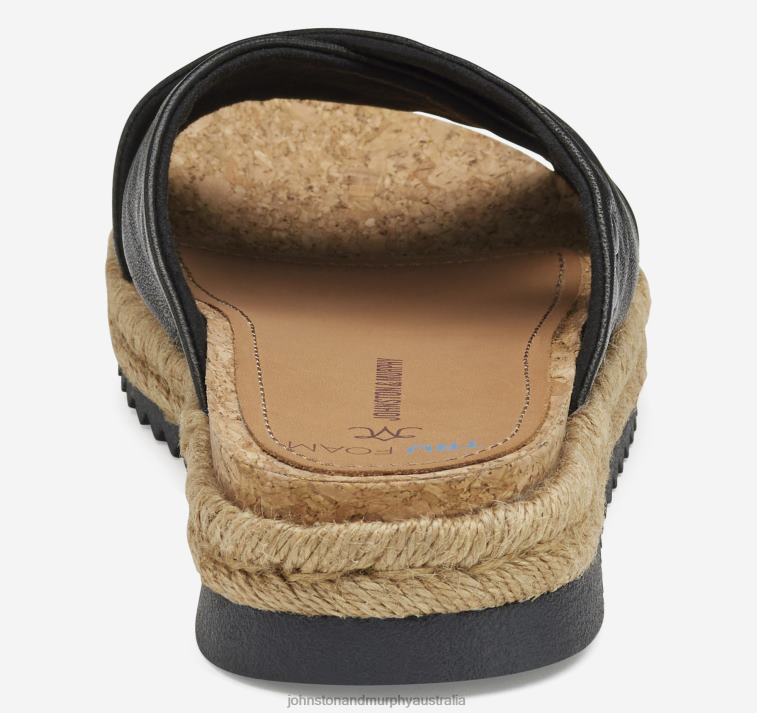 Shoes Black Washed Sheepskin XB6RX1196 Johnston & Murphy Women Michelle Cross-Strap Slide - Image 3