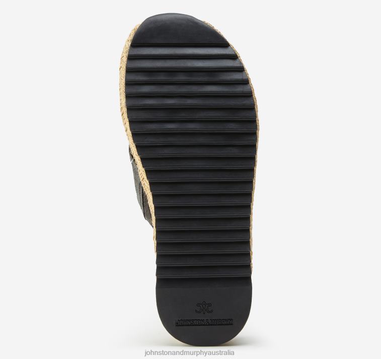 Shoes Black Washed Sheepskin XB6RX1196 Johnston & Murphy Women Michelle Cross-Strap Slide - Image 5