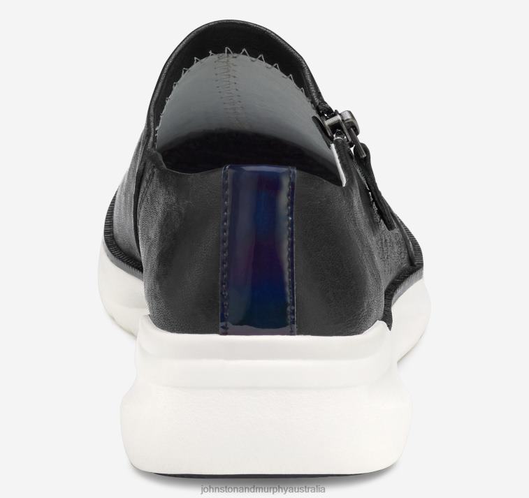 Shoes Black Washed Sheepskin XB6RX1220 Johnston & Murphy Women Emery Zip Sneaker - Image 3