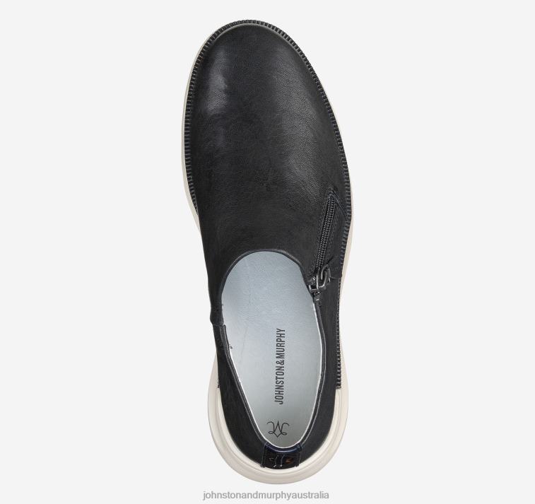Shoes Black Washed Sheepskin XB6RX1220 Johnston & Murphy Women Emery Zip Sneaker - Image 4