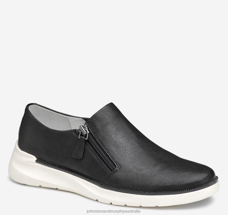 shoes_black_washed_sheepskin_xb6rx1220_johnston_murphy_women_emery_zip_sneaker.jpg Shoes Black Washed Sheepskin XB6RX1220 Johnston & Murphy Women Emery Zip Sneaker - Image 1