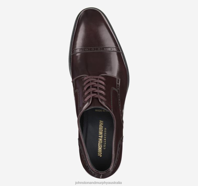 Shoes Bordeaux Italian Calfskin XB6RX323 Johnston & Murphy Men Flynn Cap Toe - Image 2