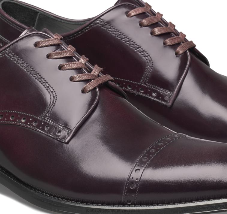 Shoes Bordeaux Italian Calfskin XB6RX323 Johnston & Murphy Men Flynn Cap Toe - Image 5