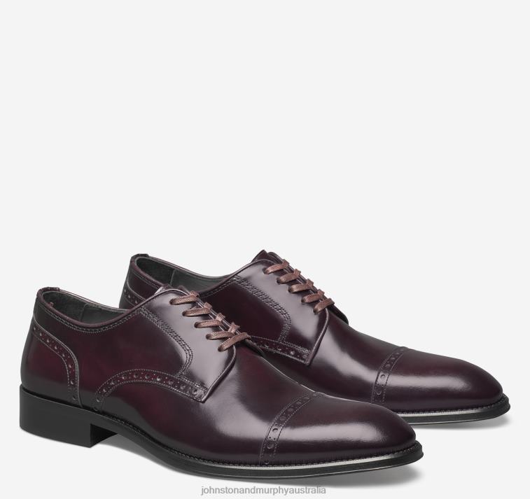 Shoes Bordeaux Italian Calfskin XB6RX323 Johnston & Murphy Men Flynn Cap Toe - Image 1