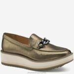 Shoes Bronze Metallic Sheepskin XB6RX1262 Johnston & Murphy Women Gracelyn Chain Loafer
