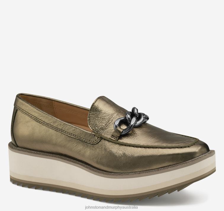 shoes_bronze_metallic_sheepskin_xb6rx1262_johnston_murphy_women_gracelyn_chain_loafer.jpg Shoes Bronze Metallic Sheepskin XB6RX1262 Johnston & Murphy Women Gracelyn Chain Loafer - Image 1