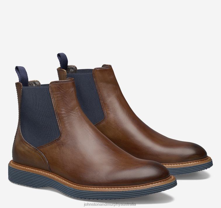 Shoes Brown Italian Calfskin XB6RX239 Johnston & Murphy Men Jameson Chelsea Boot - Image 1