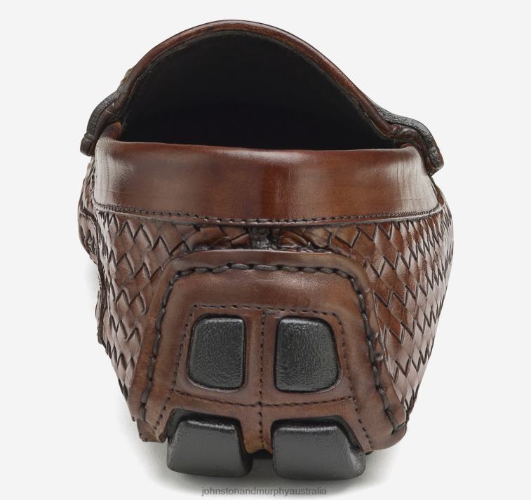 Shoes Brown Italian Calfskin XB6RX242 Johnston & Murphy Men Dayton Woven Penny - Image 3