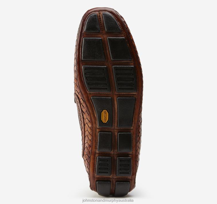 Shoes Brown Italian Calfskin XB6RX242 Johnston & Murphy Men Dayton Woven Penny - Image 4