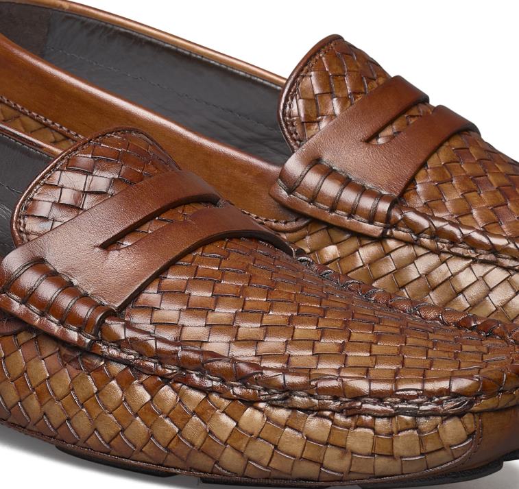 Shoes Brown Italian Calfskin XB6RX242 Johnston & Murphy Men Dayton Woven Penny - Image 5