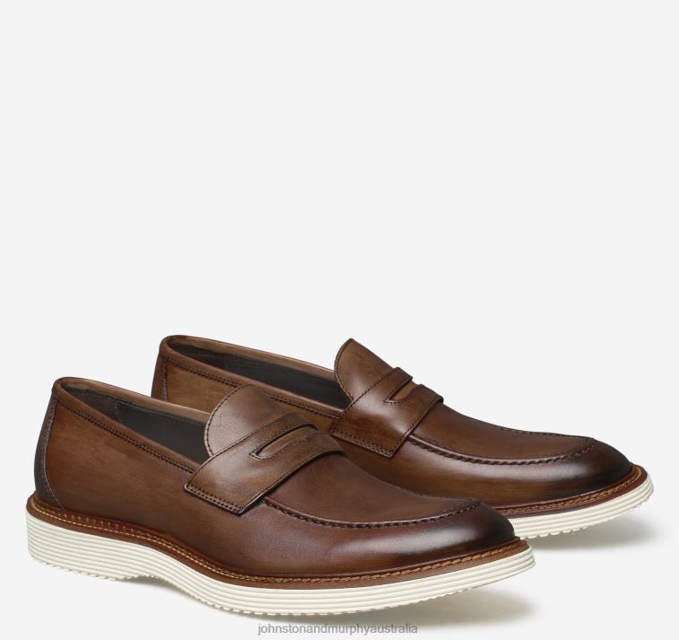 shoes_brown_italian_calfskin_xb6rx313_johnston_murphy_men_jameson_penny.jpg Shoes Brown Italian Calfskin XB6RX313 Johnston & Murphy Men Jameson Penny - Image 1