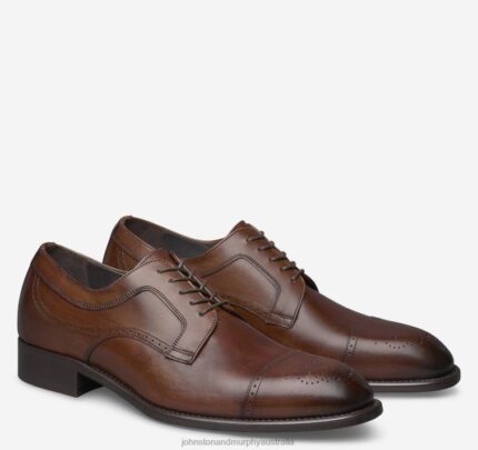 Shoes Brown Italian Calfskin XB6RX319 Johnston & Murphy Men Ellsworth Cap Toe