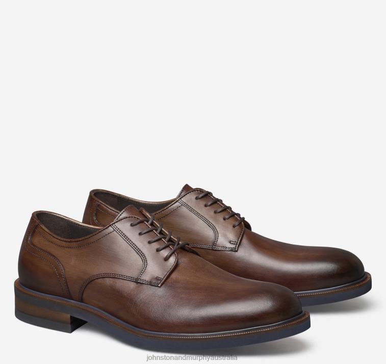 Shoes Brown Italian Calfskin XB6RX326 Johnston & Murphy Men Hartley Plain Toe - Image 1