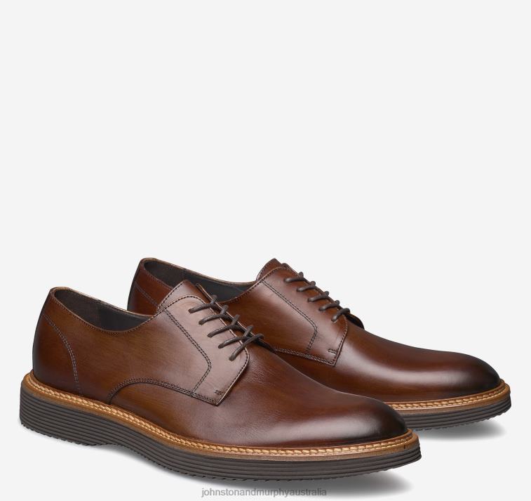 Shoes Brown Italian Calfskin XB6RX328 Johnston & Murphy Men Jameson Plain Toe - Image 1