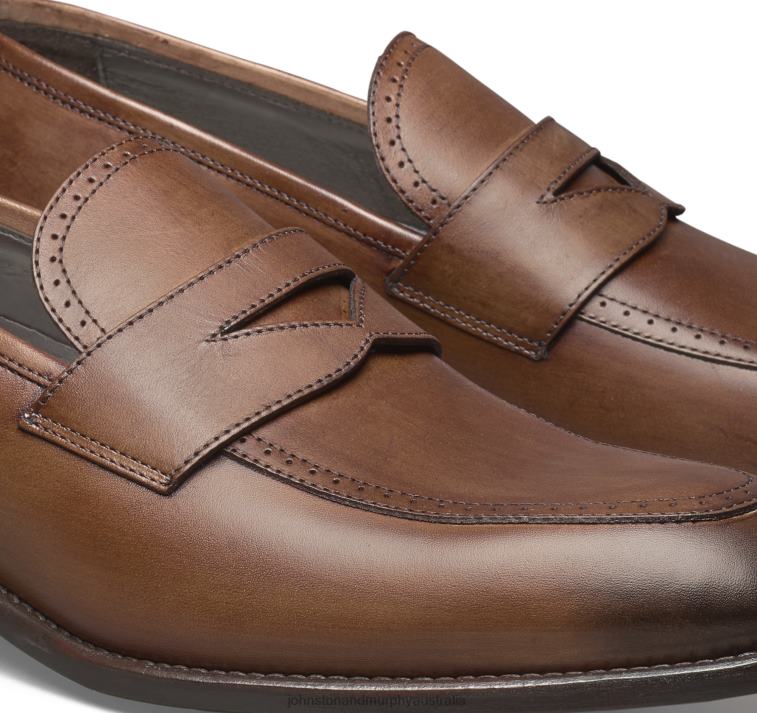 Shoes Brown Italian Calfskin XB6RX348 Johnston & Murphy Men Ellsworth Penny - Image 5
