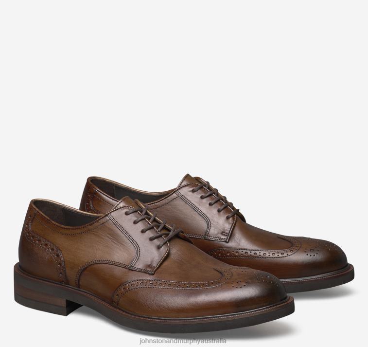 Shoes Brown Italian Calfskin XB6RX360 Johnston & Murphy Men Hartley Wingtip - Image 1