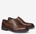 Shoes Brown Italian Calfskin XB6RX370 Johnston & Murphy Men Hartley Laceless Cap Toe