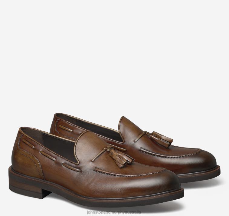 shoes_brown_italian_calfskin_xb6rx385_johnston_murphy_men_hartley_tassel.jpg Shoes Brown Italian Calfskin XB6RX385 Johnston & Murphy Men Hartley Tassel - Image 1