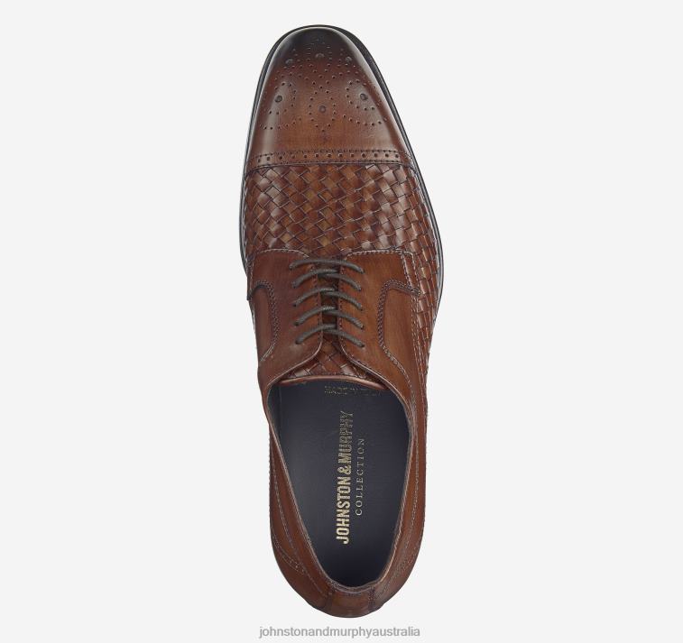 Shoes Brown Italian Woven Calfskin XB6RX182 Johnston & Murphy Men Ellsworth Cap Toe - Image 2
