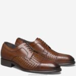Shoes Brown Italian Woven Calfskin XB6RX182 Johnston & Murphy Men Ellsworth Cap Toe
