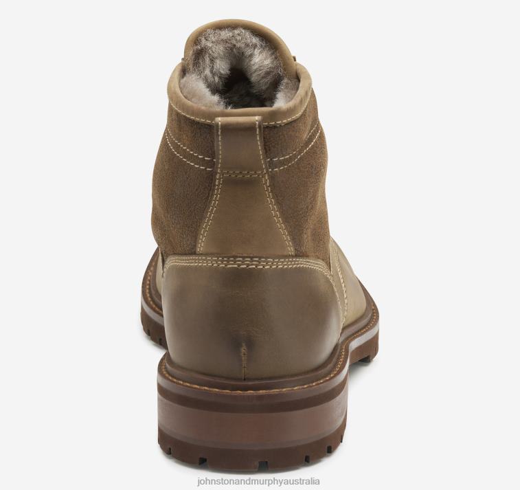 Shoes Brown Oiled Full Grain/Shearling XB6RX384 Johnston & Murphy Men Barrett Plain Toe Shearling Boot - Image 3
