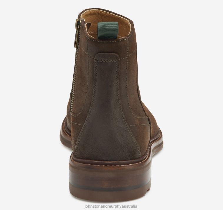 Shoes Brown Waxed English Suede XB6RX361 Johnston & Murphy Men Welch Zip Boot - Image 3