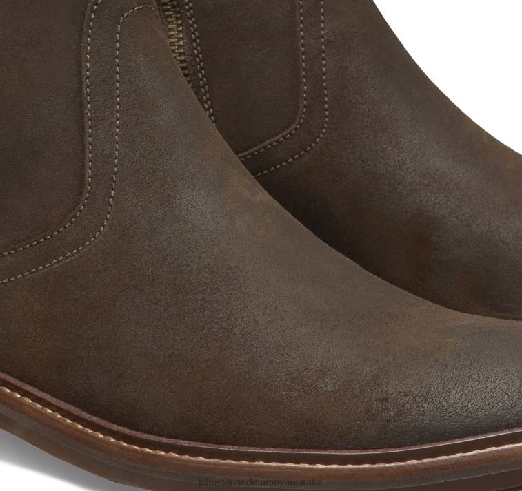 Shoes Brown Waxed English Suede XB6RX361 Johnston & Murphy Men Welch Zip Boot - Image 5