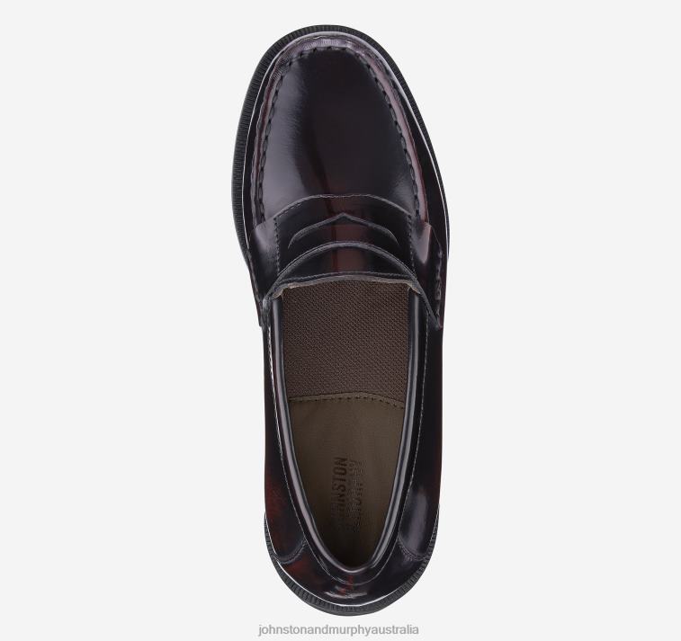 Shoes Burgundy Brush-Off Leather XB6RX1357 Johnston & Murphy Boy Big Kid Hayes Penny - Image 2
