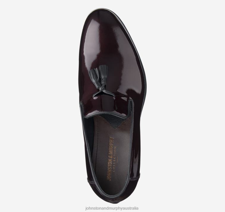 Shoes Burgundy Italian Textured Patent XB6RX366 Johnston & Murphy Men Highland Tassel Slip-On - Image 2