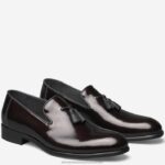 Shoes Burgundy Italian Textured Patent XB6RX366 Johnston & Murphy Men Highland Tassel Slip-On