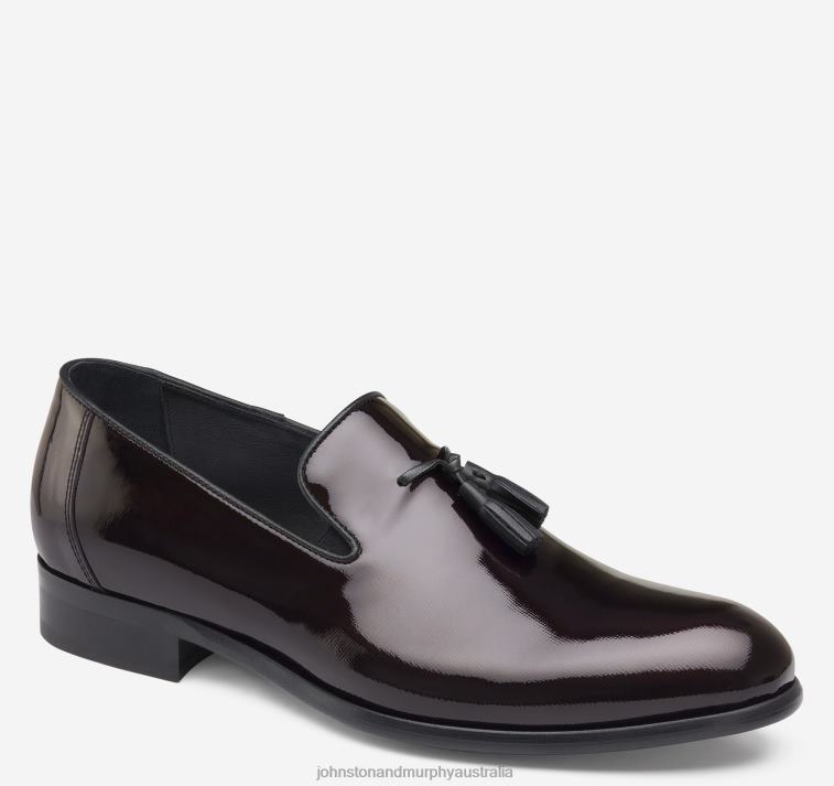 Shoes Burgundy Italian Textured Patent XB6RX366 Johnston & Murphy Men Highland Tassel Slip-On - Image 4