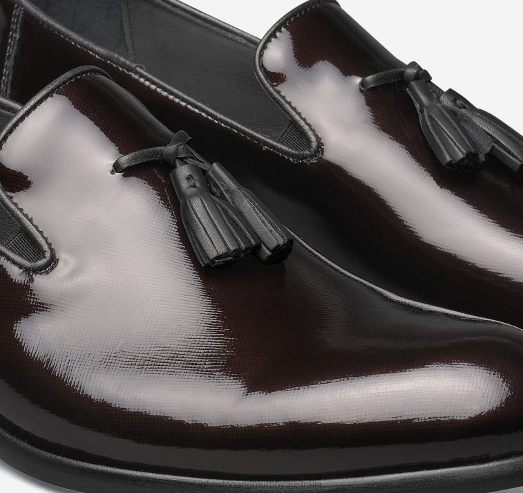 Shoes Burgundy Italian Textured Patent XB6RX366 Johnston & Murphy Men Highland Tassel Slip-On - Image 5