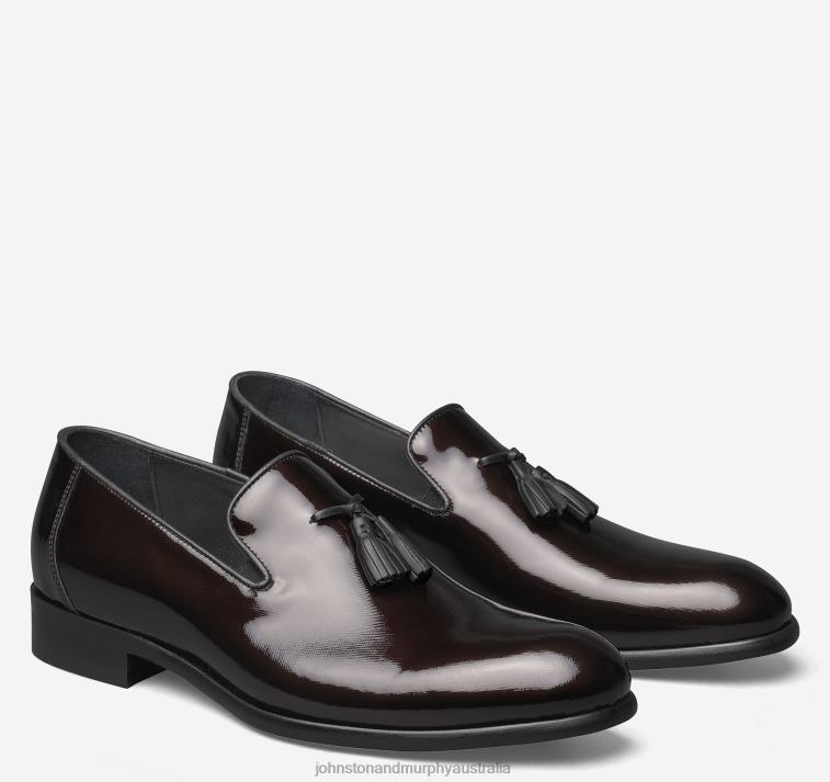 Shoes Burgundy Italian Textured Patent XB6RX366 Johnston & Murphy Men Highland Tassel Slip-On - Image 1
