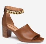 Shoes Cognac Calfskin XB6RX1203 Johnston & Murphy Women Evelyn Chain Sandal