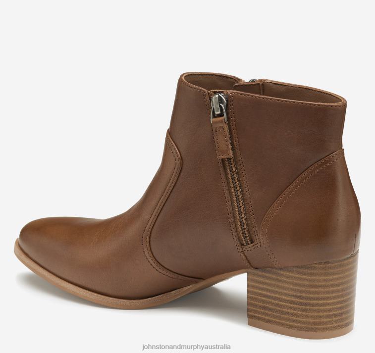 Shoes Cognac Calfskin XB6RX1268 Johnston & Murphy Women Trista Double-Zip Bootie - Image 2