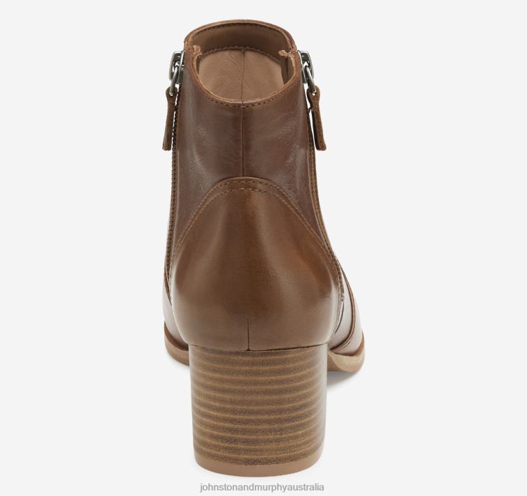 Shoes Cognac Calfskin XB6RX1268 Johnston & Murphy Women Trista Double-Zip Bootie - Image 3