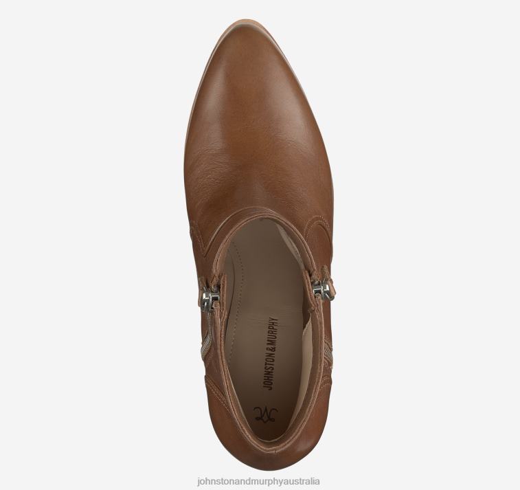 Shoes Cognac Calfskin XB6RX1268 Johnston & Murphy Women Trista Double-Zip Bootie - Image 4