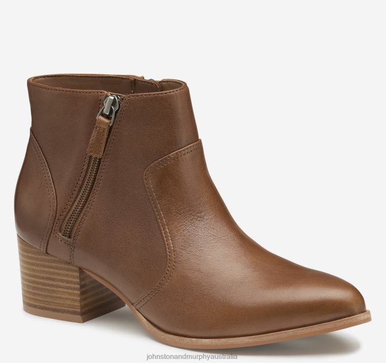 shoes_cognac_calfskin_xb6rx1268_johnston_murphy_women_trista_double_zip_bootie.jpg Shoes Cognac Calfskin XB6RX1268 Johnston & Murphy Women Trista Double-Zip Bootie - Image 1