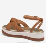 Shoes Cognac Faux Leather Upper XB6RX1233 Johnston & Murphy Women Grace Woven Sandal - Image 2